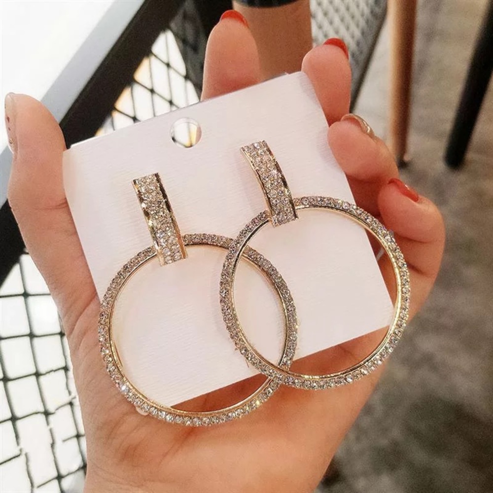 2 pair of hoop drop oversized round earrings - Picture 2 of 5
